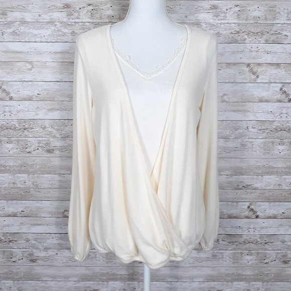 Bobeau Womens Sweater S Ivory Built In Tank 692A - Picture 1 of 6